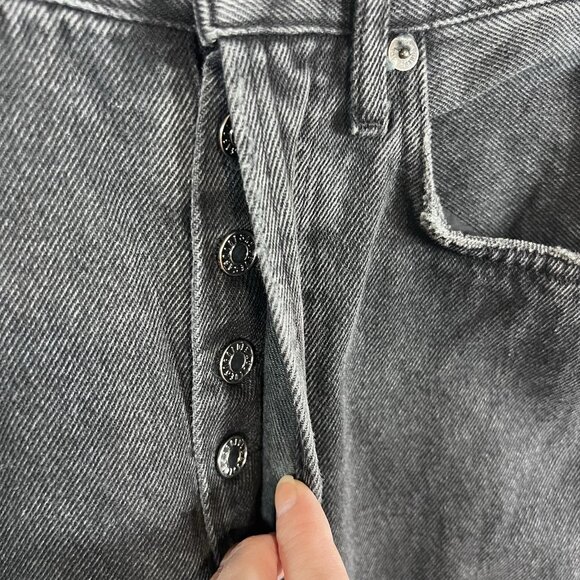 AGOLDE 90s Mid Rise Loose Sz 24 Smokestack Black Women’s Jeans Grunge Distressed - Picture 4 of 10